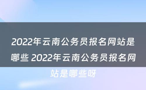 2022年云南公务员报名网站是哪些 2022年云南公务员报名网站是哪些呀