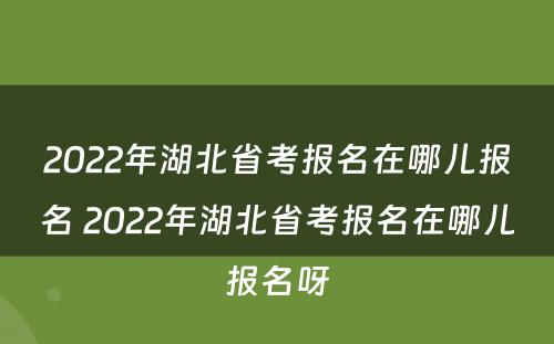2022年湖北省考报名在哪儿报名 2022年湖北省考报名在哪儿报名呀