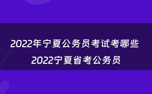 2022年宁夏公务员考试考哪些 2022宁夏省考公务员