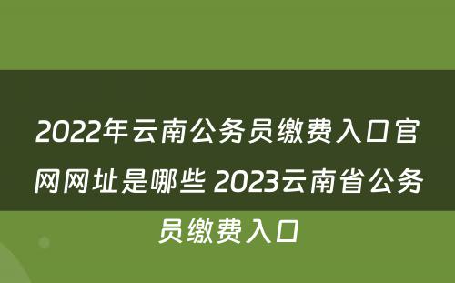 2022年云南公务员缴费入口官网网址是哪些 2023云南省公务员缴费入口