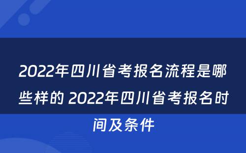 2022年四川省考报名流程是哪些样的 2022年四川省考报名时间及条件