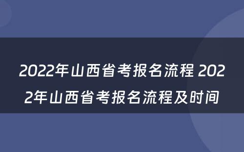 2022年山西省考报名流程 2022年山西省考报名流程及时间