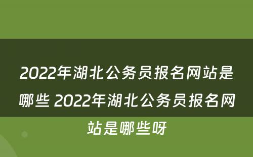 2022年湖北公务员报名网站是哪些 2022年湖北公务员报名网站是哪些呀