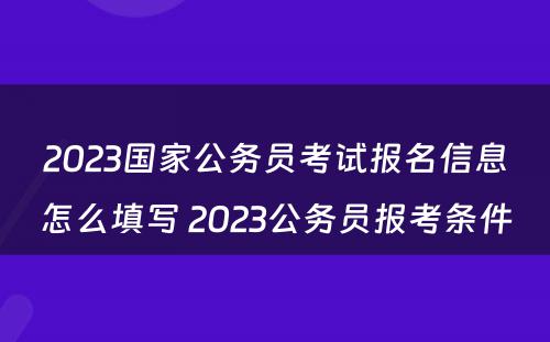 2023国家公务员考试报名信息怎么填写 2023公务员报考条件