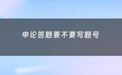 申论答题要不要写题号 