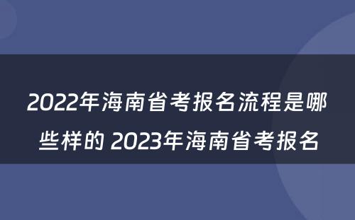 2022年海南省考报名流程是哪些样的 2023年海南省考报名