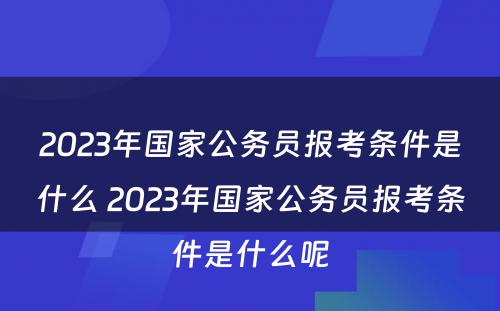 2023年国家公务员报考条件是什么 2023年国家公务员报考条件是什么呢