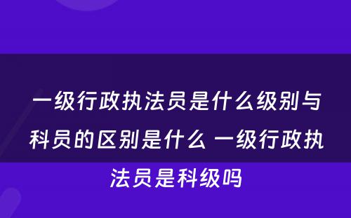 一级行政执法员是什么级别与科员的区别是什么 一级行政执法员是科级吗