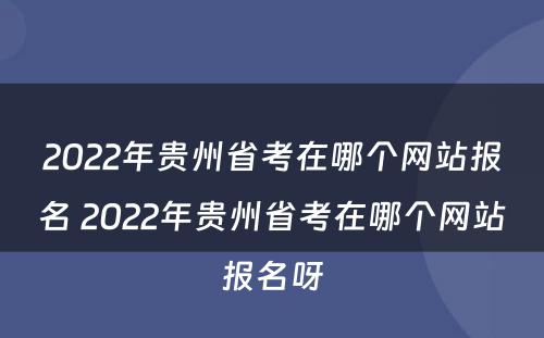2022年贵州省考在哪个网站报名 2022年贵州省考在哪个网站报名呀