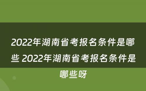 2022年湖南省考报名条件是哪些 2022年湖南省考报名条件是哪些呀