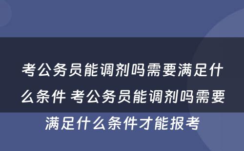 考公务员能调剂吗需要满足什么条件 考公务员能调剂吗需要满足什么条件才能报考