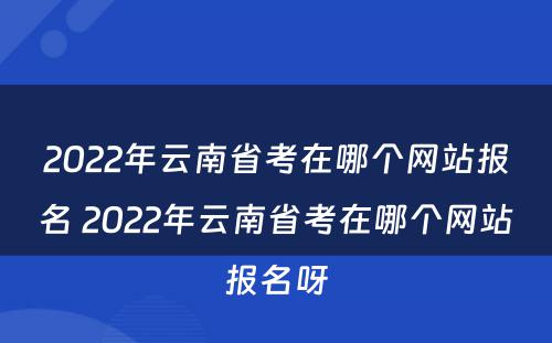 2022年云南省考在哪个网站报名 2022年云南省考在哪个网站报名呀