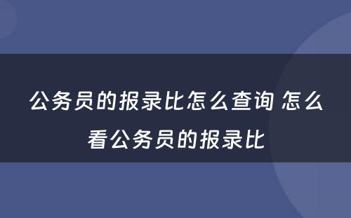 公务员的报录比怎么查询 怎么看公务员的报录比