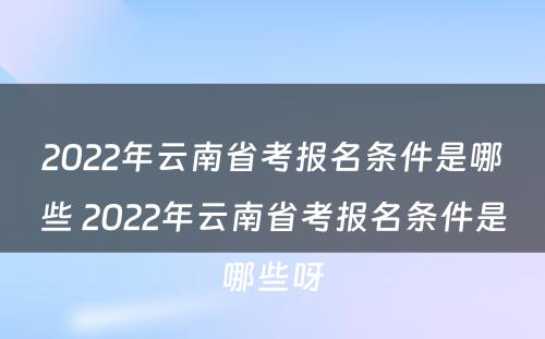 2022年云南省考报名条件是哪些 2022年云南省考报名条件是哪些呀