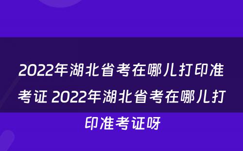 2022年湖北省考在哪儿打印准考证 2022年湖北省考在哪儿打印准考证呀