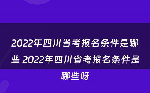 2022年四川省考报名条件是哪些 2022年四川省考报名条件是哪些呀