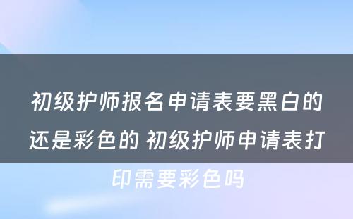 初级护师报名申请表要黑白的还是彩色的 初级护师申请表打印需要彩色吗