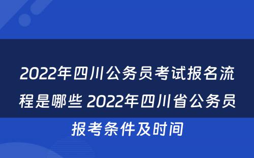 2022年四川公务员考试报名流程是哪些 2022年四川省公务员报考条件及时间