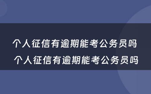 个人征信有逾期能考公务员吗 个人征信有逾期能考公务员吗