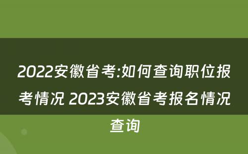 2022安徽省考:如何查询职位报考情况 2023安徽省考报名情况查询