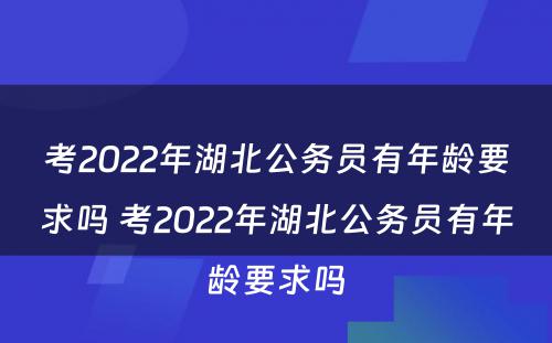 考2022年湖北公务员有年龄要求吗 考2022年湖北公务员有年龄要求吗