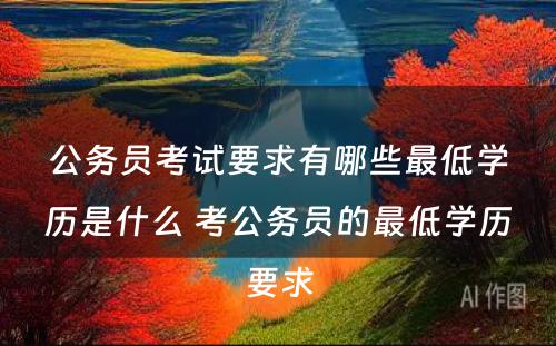 公务员考试要求有哪些最低学历是什么 考公务员的最低学历要求