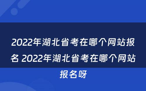 2022年湖北省考在哪个网站报名 2022年湖北省考在哪个网站报名呀