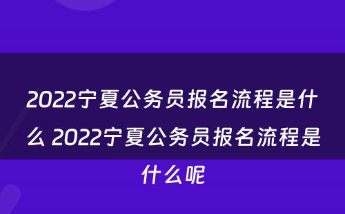 2022宁夏公务员报名流程是什么 2022宁夏公务员报名流程是什么呢