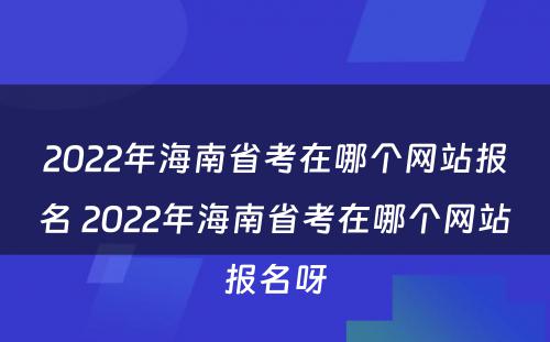 2022年海南省考在哪个网站报名 2022年海南省考在哪个网站报名呀