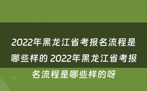 2022年黑龙江省考报名流程是哪些样的 2022年黑龙江省考报名流程是哪些样的呀