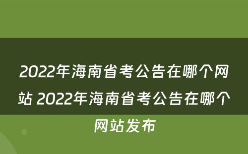 2022年海南省考公告在哪个网站 2022年海南省考公告在哪个网站发布