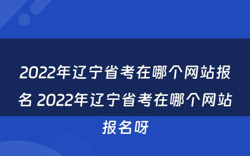 2022年辽宁省考在哪个网站报名 2022年辽宁省考在哪个网站报名呀