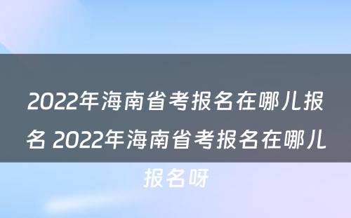 2022年海南省考报名在哪儿报名 2022年海南省考报名在哪儿报名呀