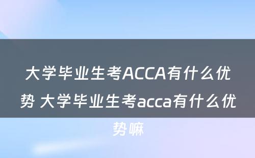 大学毕业生考ACCA有什么优势 大学毕业生考acca有什么优势嘛