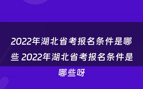 2022年湖北省考报名条件是哪些 2022年湖北省考报名条件是哪些呀