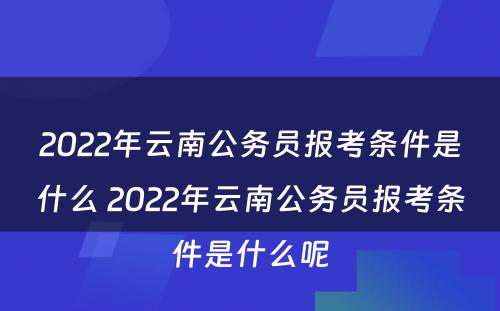 2022年云南公务员报考条件是什么 2022年云南公务员报考条件是什么呢