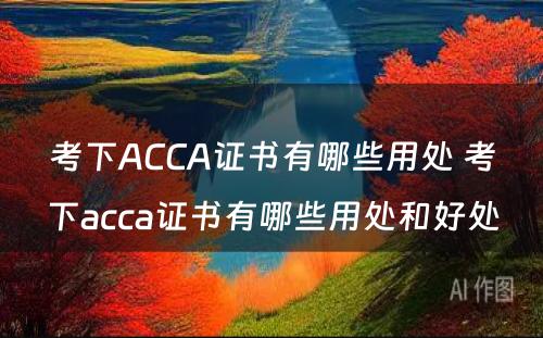 考下ACCA证书有哪些用处 考下acca证书有哪些用处和好处