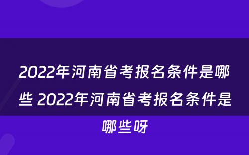 2022年河南省考报名条件是哪些 2022年河南省考报名条件是哪些呀