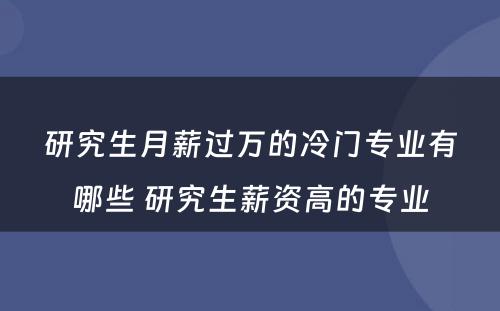 研究生月薪过万的冷门专业有哪些 研究生薪资高的专业