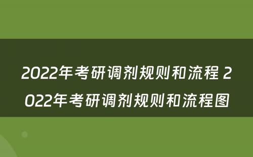 2022年考研调剂规则和流程 2022年考研调剂规则和流程图