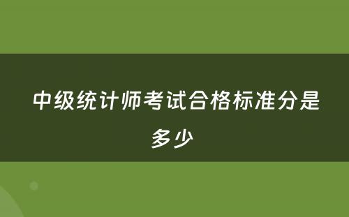 中级统计师考试合格标准分是多少 