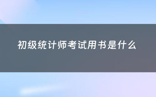 初级统计师考试用书是什么 