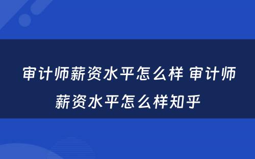 审计师薪资水平怎么样 审计师薪资水平怎么样知乎