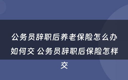 公务员辞职后养老保险怎么办如何交 公务员辞职后保险怎样交