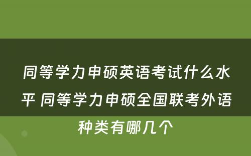 同等学力申硕英语考试什么水平 同等学力申硕全国联考外语种类有哪几个