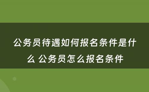 公务员待遇如何报名条件是什么 公务员怎么报名条件