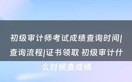 初级审计师考试成绩查询时间|查询流程|证书领取 初级审计什么时候查成绩