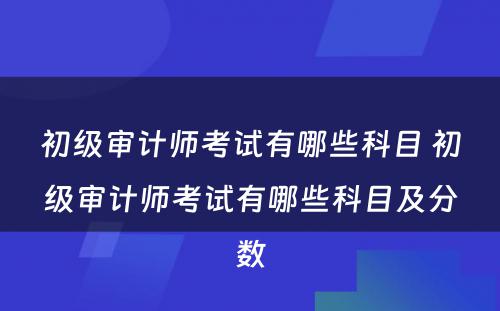 初级审计师考试有哪些科目 初级审计师考试有哪些科目及分数