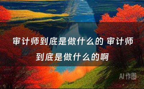 审计师到底是做什么的 审计师到底是做什么的啊