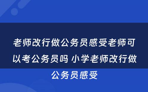 老师改行做公务员感受老师可以考公务员吗 小学老师改行做公务员感受